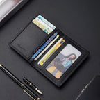 Carteira masculina pequena Carbon Antifurto RFID em couro legítimo, design moderno, compacto e sofisticado com tecnologia de proteção RFID