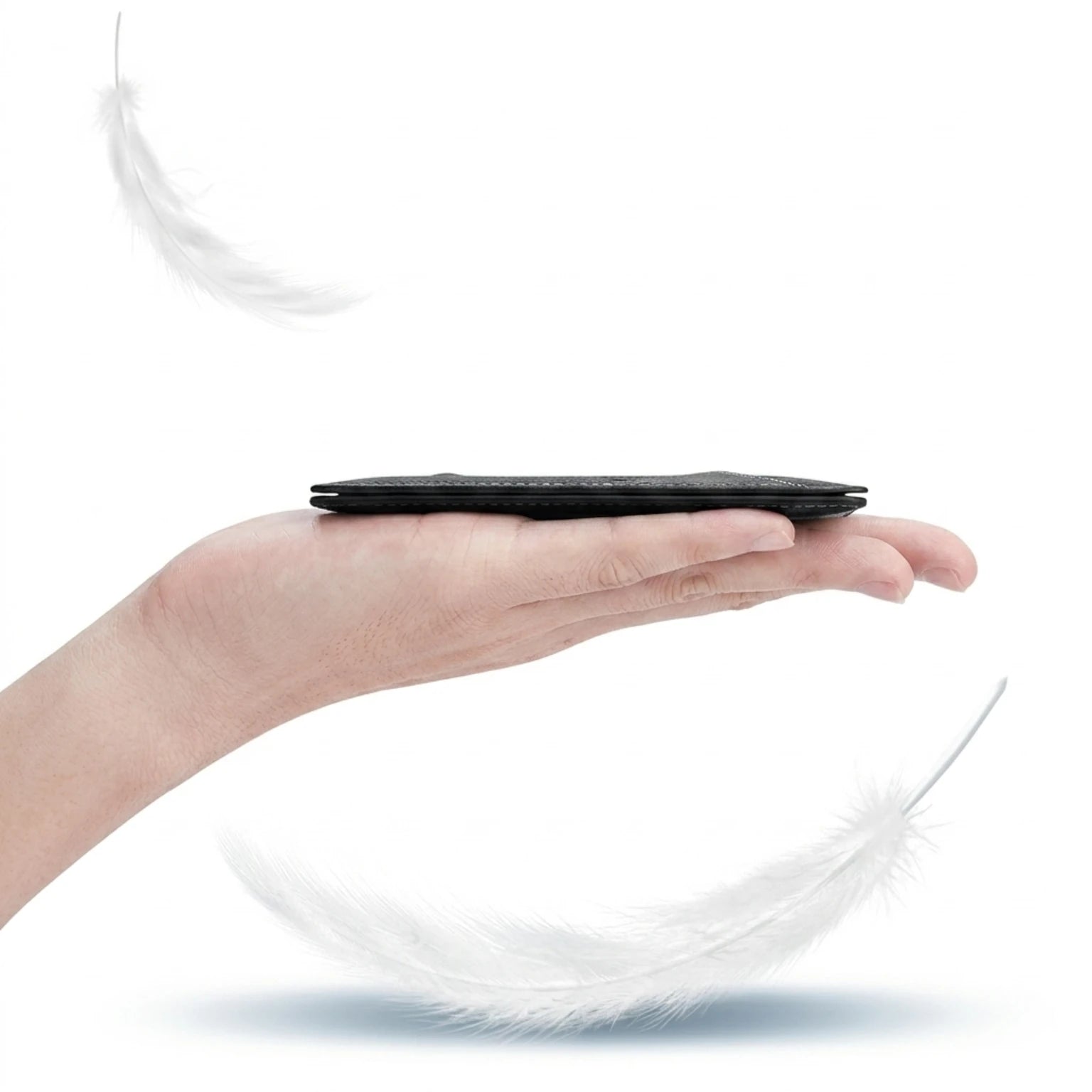 Carteira masculina pequena Carbon Antifurto RFID em couro legítimo, design moderno, compacto e sofisticado com tecnologia de proteção RFID