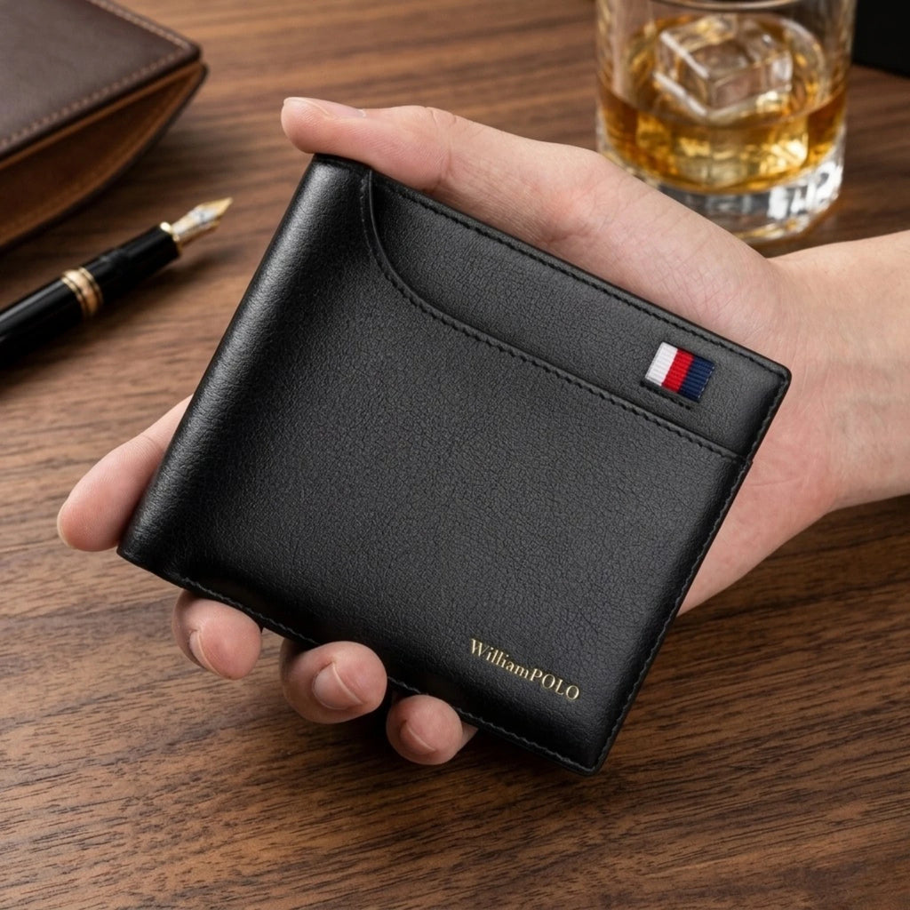 Carteira masculina de couro Carbon Signature, modelo slim em couro legítimo com visual elegante e acabamento refinado