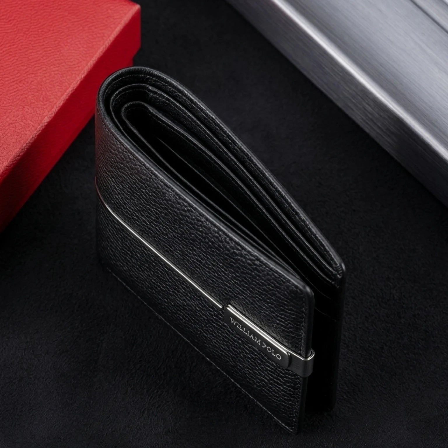 Carteira masculina pequena Executive em couro legítimo, modelo compacto, sofisticado e funcional com acabamento refinado