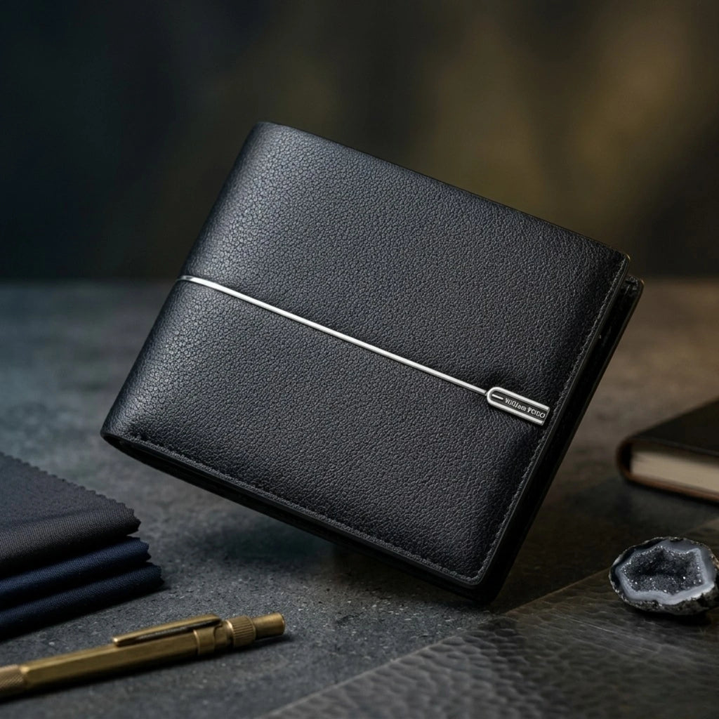 Carteira masculina de couro Executive, modelo slim e compacto em couro legítimo com visual elegante e moderno