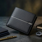 Carteira masculina de couro Executive, modelo slim e compacto em couro legítimo com visual elegante e moderno