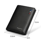 Carteira masculina de couro legítimo slim com design elegante, acabamento premium e espaço para cartões e documentos.