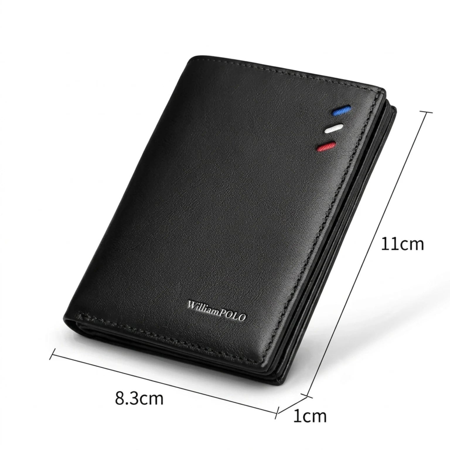 Carteira masculina de couro legítimo slim com design elegante, acabamento premium e espaço para cartões e documentos.