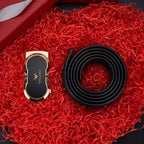 "Cinto de Couro Masculino com Fivela Automática Iron, cinto de couro masculino com acabamento premium, fivela automática e design sofisticado."