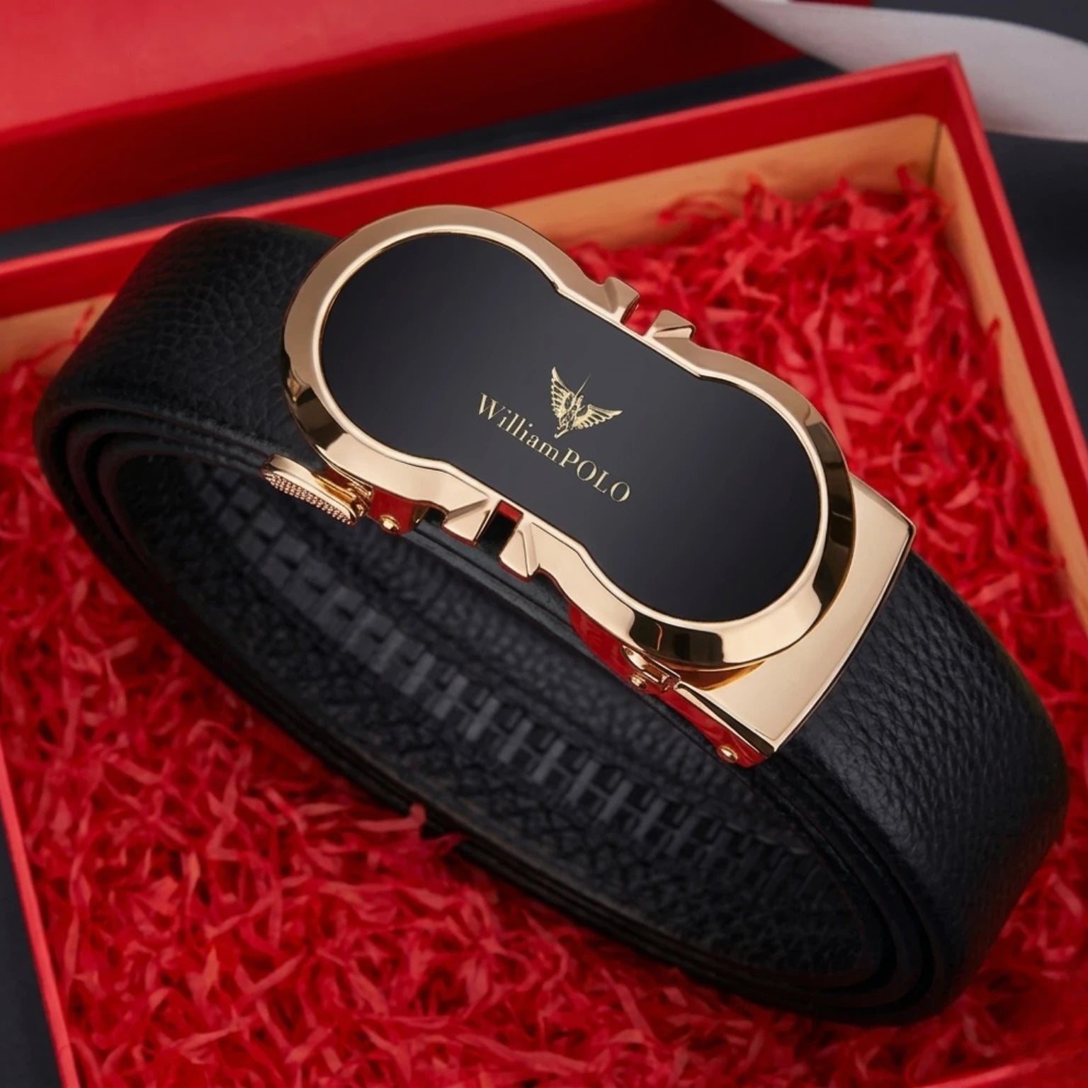 "Cinto de Couro Masculino com Fivela Automática Iron, cinto de couro masculino com acabamento premium, fivela automática e design sofisticado."