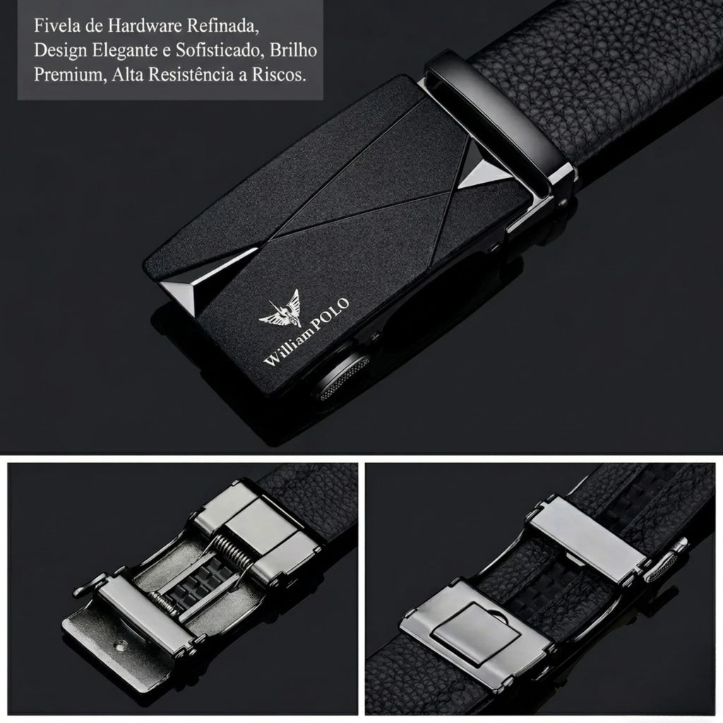 Cinto de Couro Masculino Executive Prestige em couro legítimo, design clássico, elegante e ideal para ocasiões sociais e profissionais