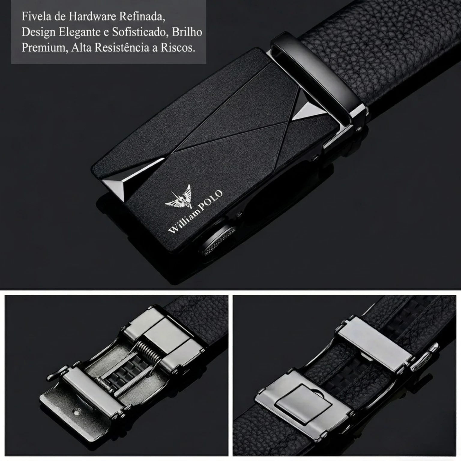 Cinto de Couro Masculino Executive Prestige em couro legítimo, design clássico, elegante e ideal para ocasiões sociais e profissionais