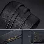Cinto de Couro Masculino Executive Prestige em couro legítimo, design clássico, elegante e ideal para ocasiões sociais e profissionais