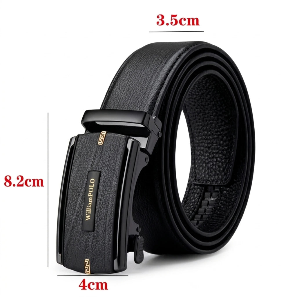 Cinto de Couro Masculino Heritage em couro legítimo com fivela automática, design exclusivo e estilo sofisticado para o dia a dia