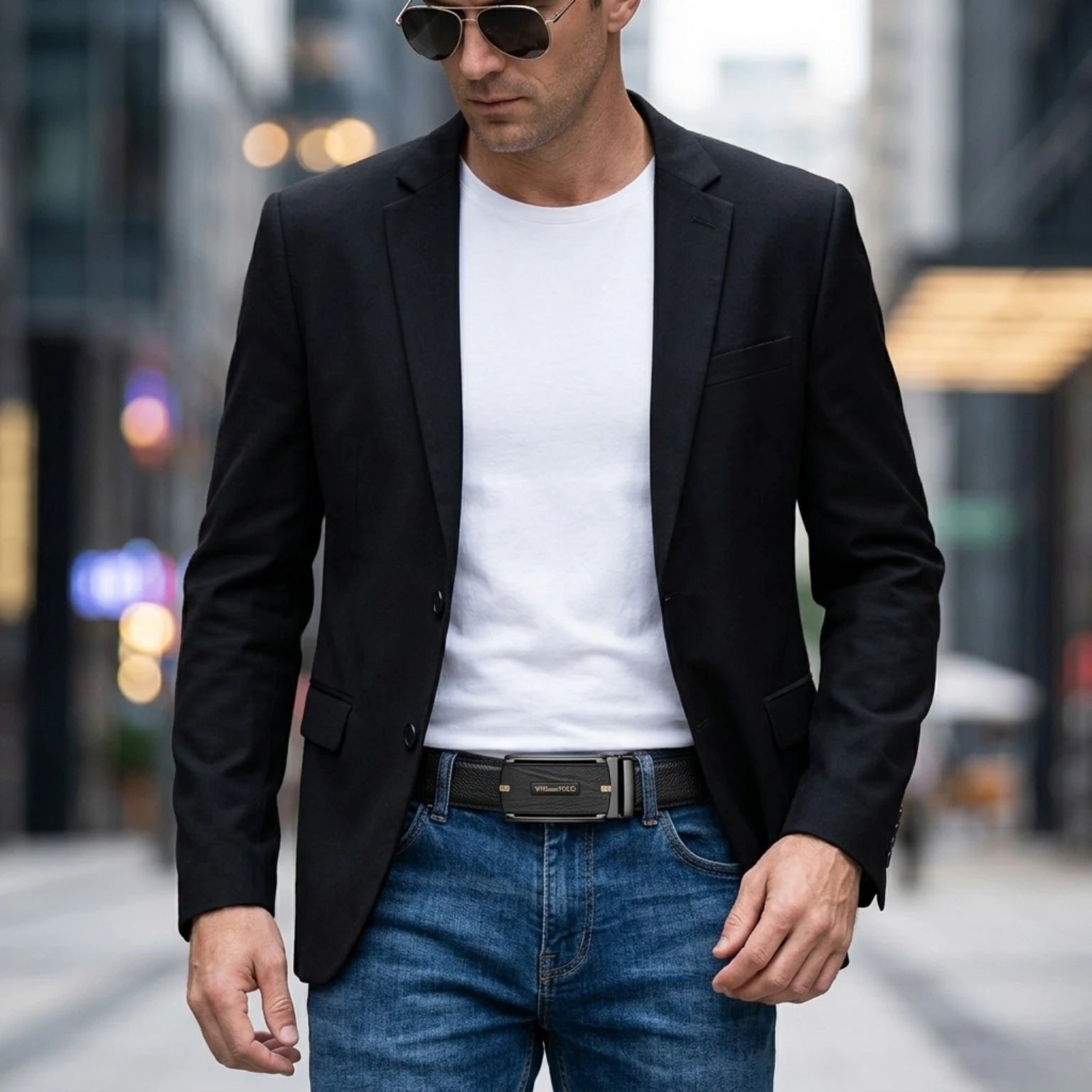 Cinto de Couro Masculino Heritage com fivela automática, couro legítimo, estilo elegante e acabamento refinado