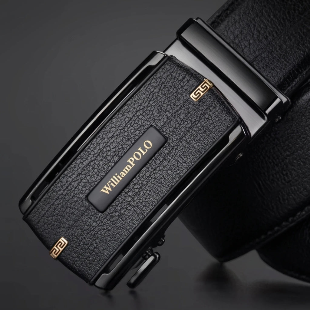 Cinto de Couro Masculino Heritage em couro legítimo com fivela automática, design exclusivo e estilo sofisticado para o dia a dia
