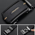 Cinto de Couro Masculino Heritage em couro legítimo com fivela automática, design exclusivo e estilo sofisticado para o dia a dia