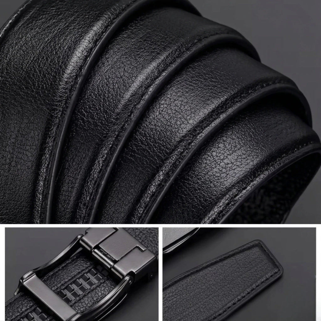Cinto de Couro Masculino Heritage em couro legítimo com fivela automática, design exclusivo e estilo sofisticado para o dia a dia