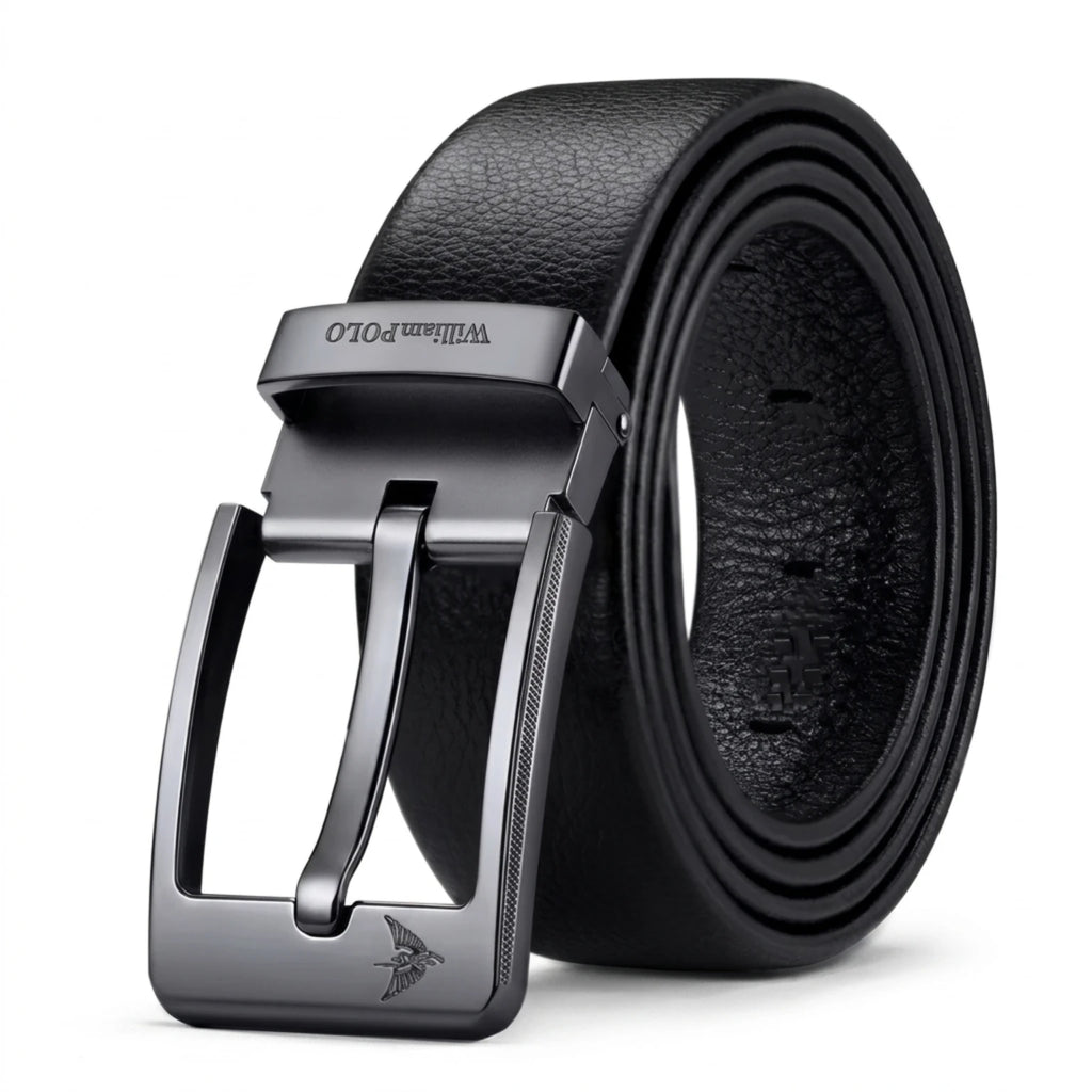 Cinto de Couro Masculino Retrô Clássico em couro legítimo, design elegante, acabamento premium e estilo atemporal