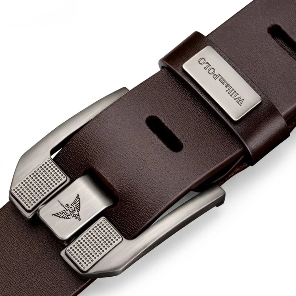 Cinto de couro masculino legítimo com acabamento premium, alta durabilidade e design elegante para qualquer ocasião.