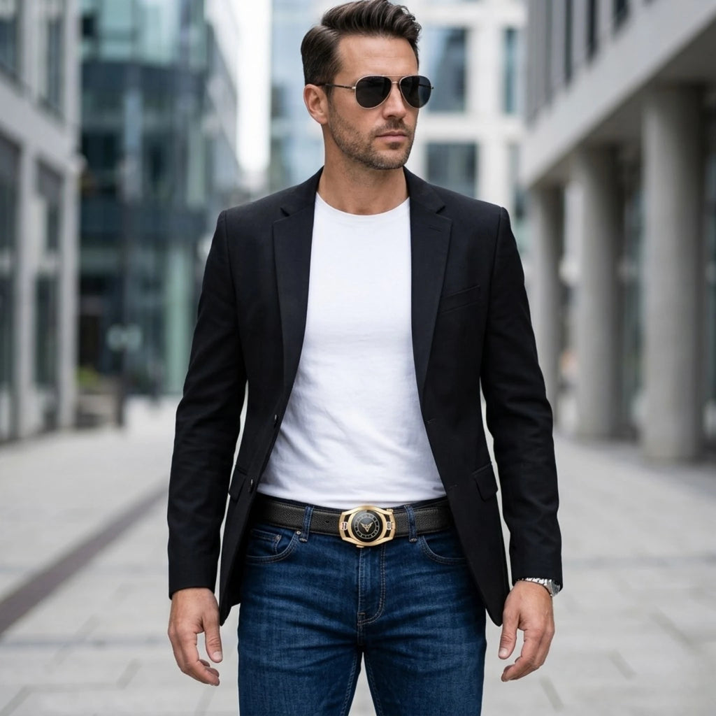 Cinto de Couro Masculino Vintage Iron, acessório premium em couro legítimo para homens que valorizam elegância e autenticidade