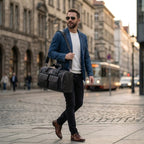 Mala de viagem grande em couro premium ideal para viagens de negócios e lazer.