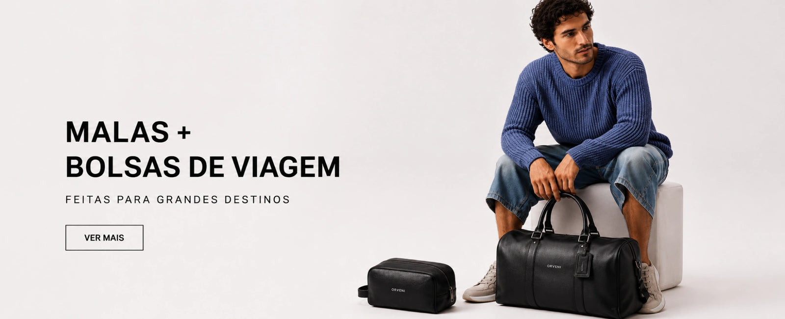 Malas e bolsas de viagem em couro ORVENI com design sofisticado, espaço amplo e acabamento premium