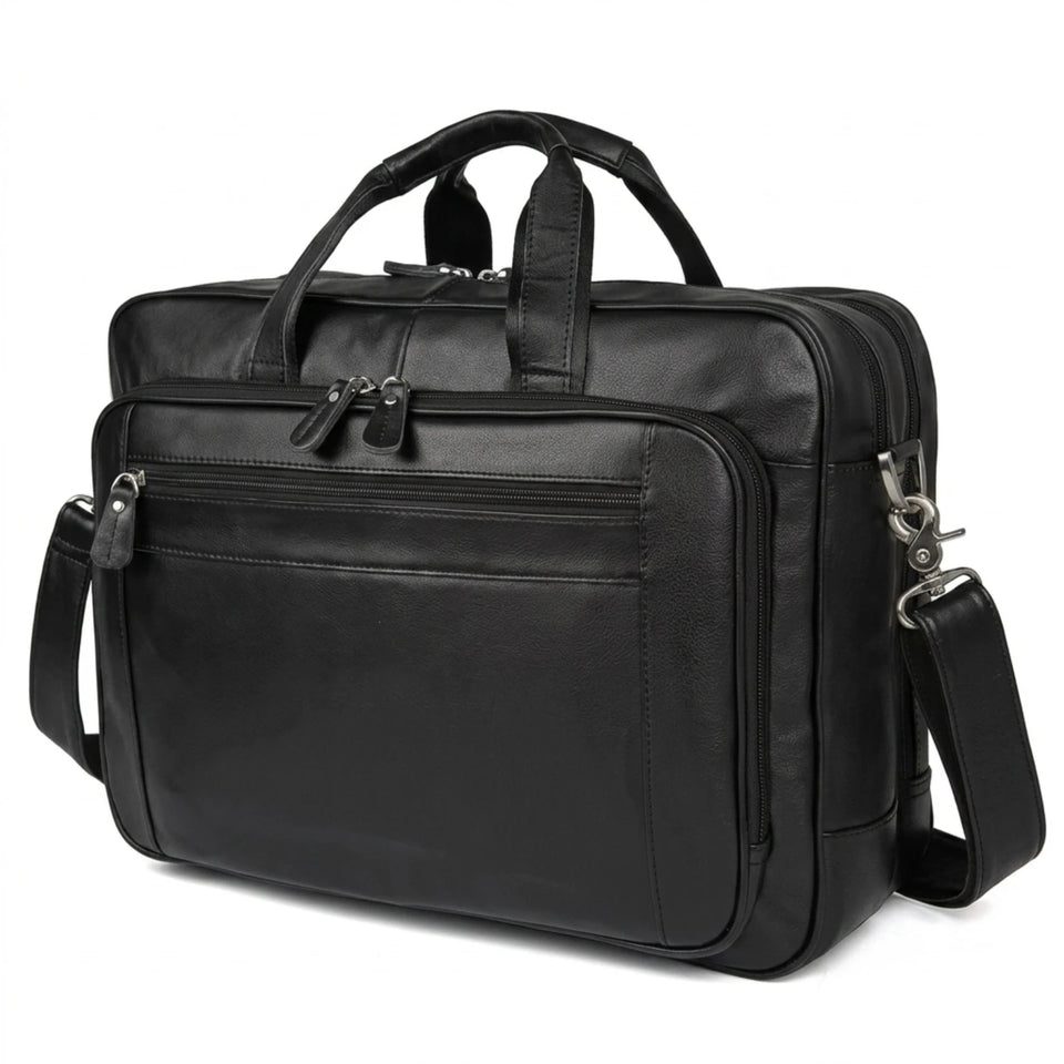 Maleta Executiva Masculina de Couro Life ORVENI Black Texas com design elegante e sofisticado.