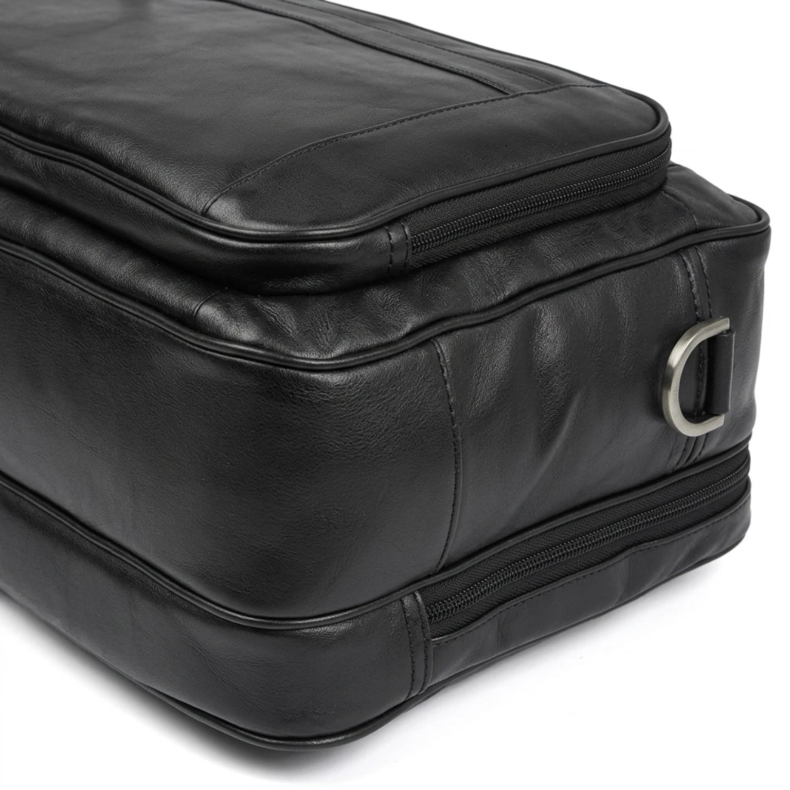 Maleta executiva de couro ORVENI Black Texas perfeita para reuniões, trabalho e viagens de negócios.