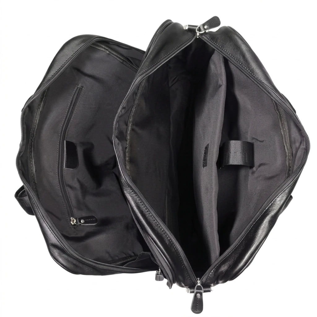 Maleta executiva de couro ORVENI Black Texas perfeita para reuniões, trabalho e viagens de negócios.