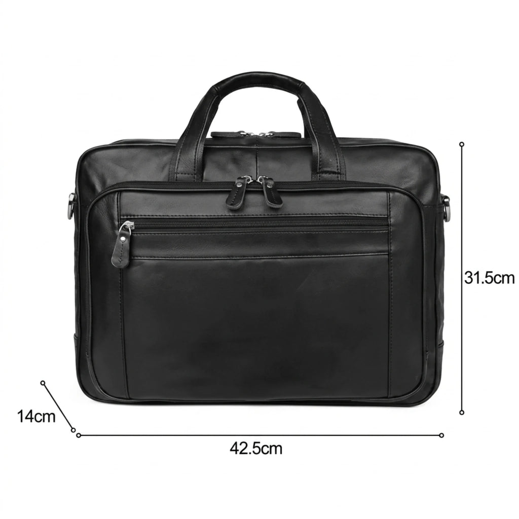 Maleta executiva de couro ORVENI Black Texas perfeita para reuniões, trabalho e viagens de negócios.