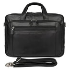 Maleta executiva de couro ORVENI Black Texas perfeita para reuniões, trabalho e viagens de negócios.