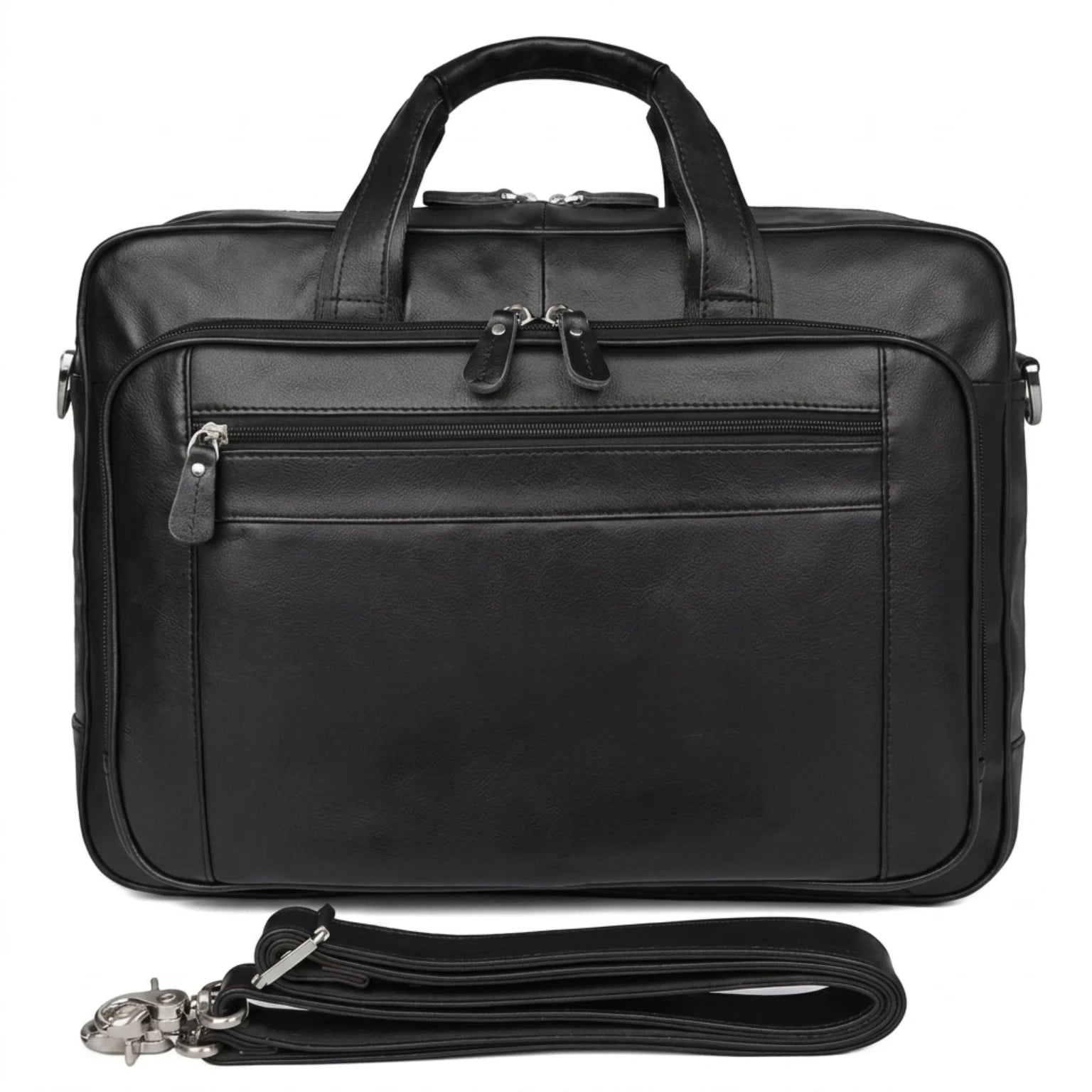 Maleta executiva de couro ORVENI Black Texas perfeita para reuniões, trabalho e viagens de negócios.