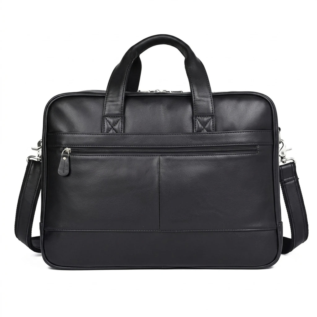 Maleta executiva de couro ORVENI Black Texas perfeita para reuniões, trabalho e viagens de negócios.