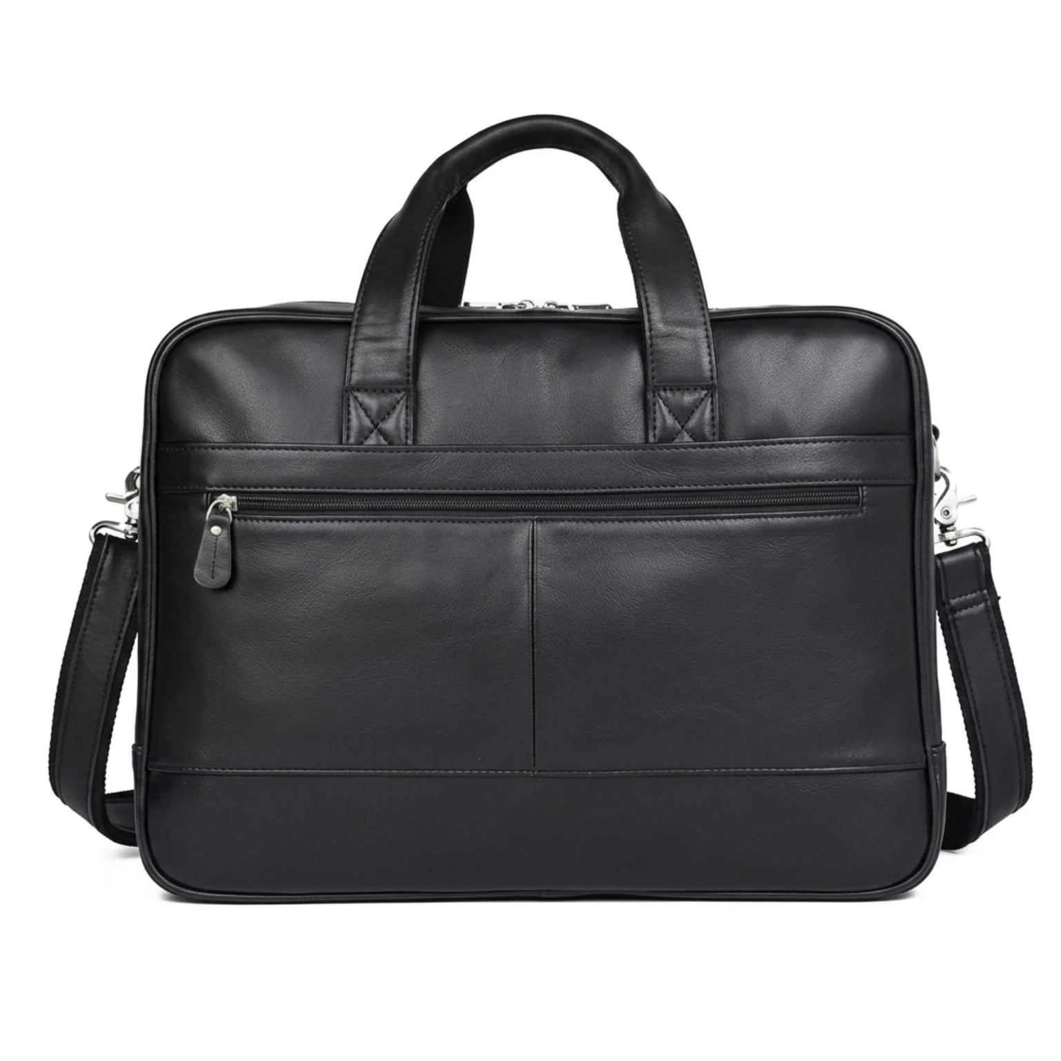 Maleta executiva de couro ORVENI Black Texas perfeita para reuniões, trabalho e viagens de negócios.