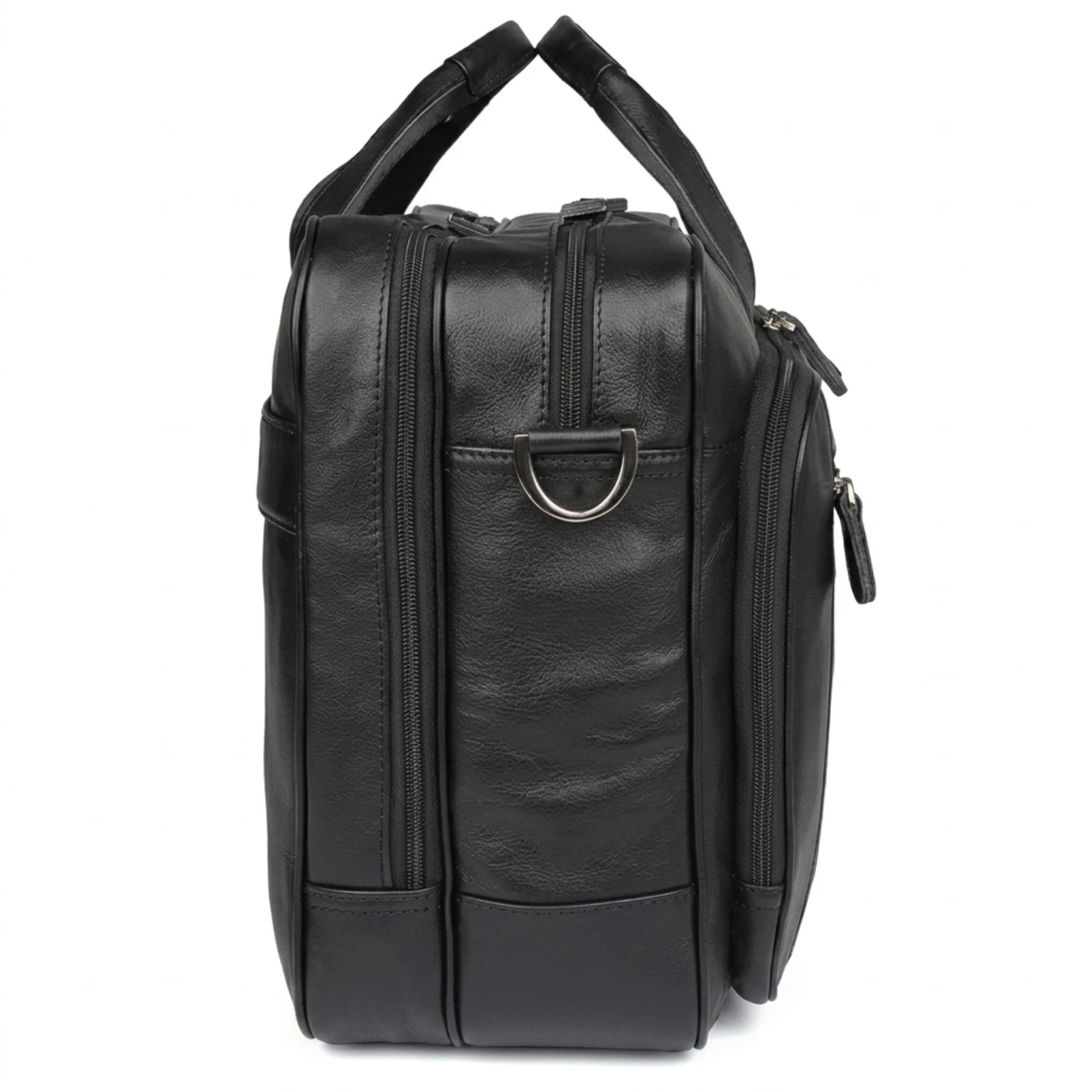 Maleta executiva de couro ORVENI Black Texas perfeita para reuniões, trabalho e viagens de negócios.