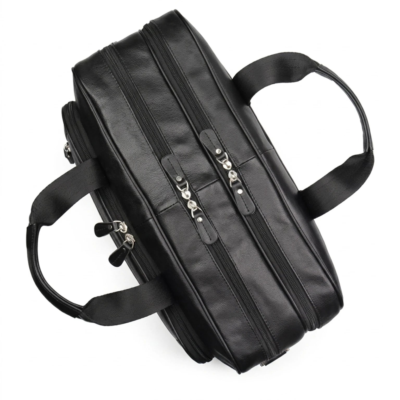 Maleta executiva de couro ORVENI Black Texas perfeita para reuniões, trabalho e viagens de negócios.