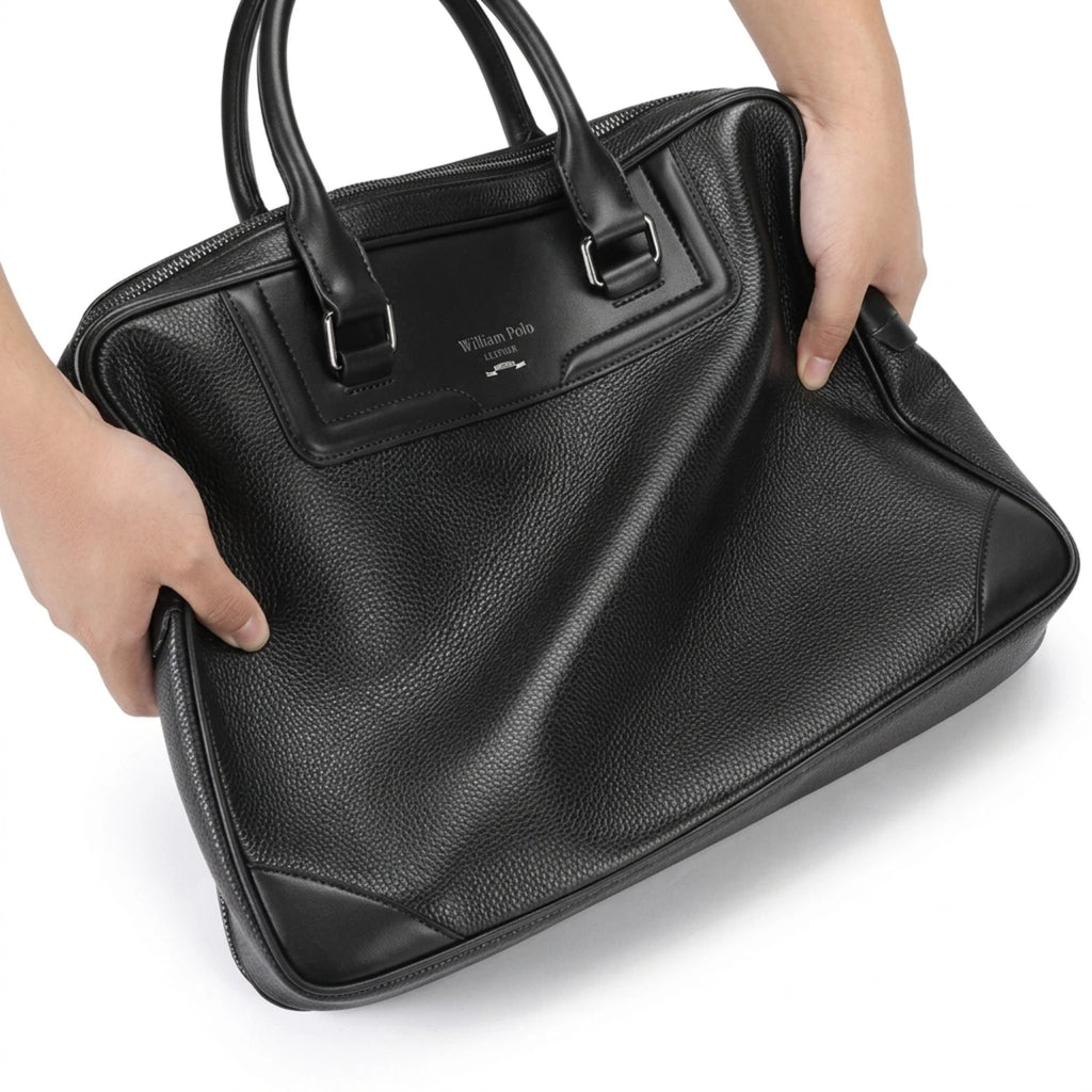 Maleta executiva de couro Life Prestige com estilo refinado e excelente organização interna.