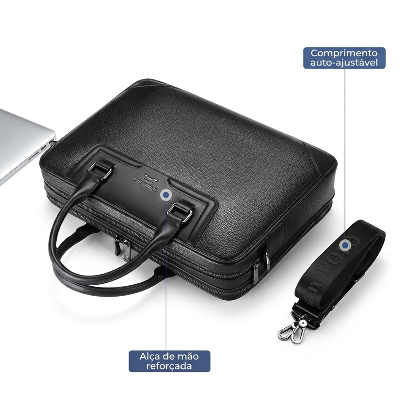 Maleta executiva de couro Life Prestige com estilo refinado e excelente organização interna.