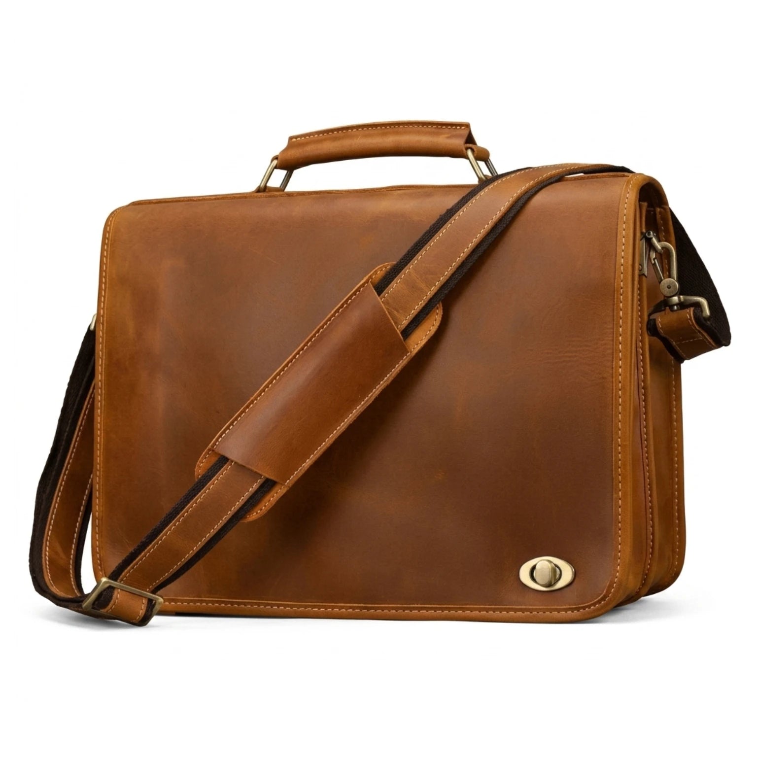"Maleta Executiva Masculina de Couro ORVENI Dallas, maleta de couro executiva com acabamento premium, compartimentos organizados e design elegante para trabalho e negócios."