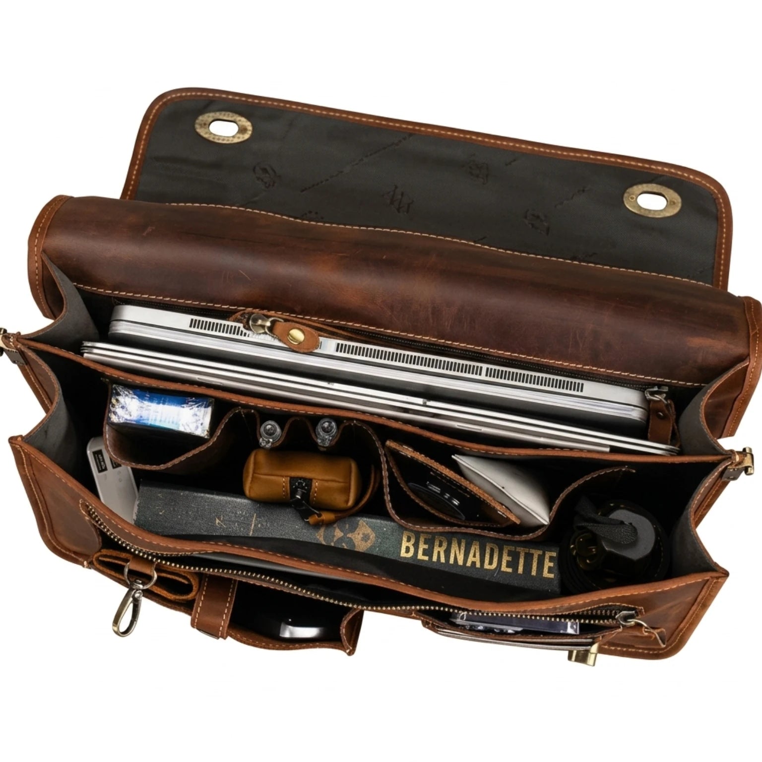 "Maleta Executiva Masculina de Couro ORVENI Dallas, maleta de couro executiva masculina com acabamento premium, compartimentos organizados e design sofisticado."