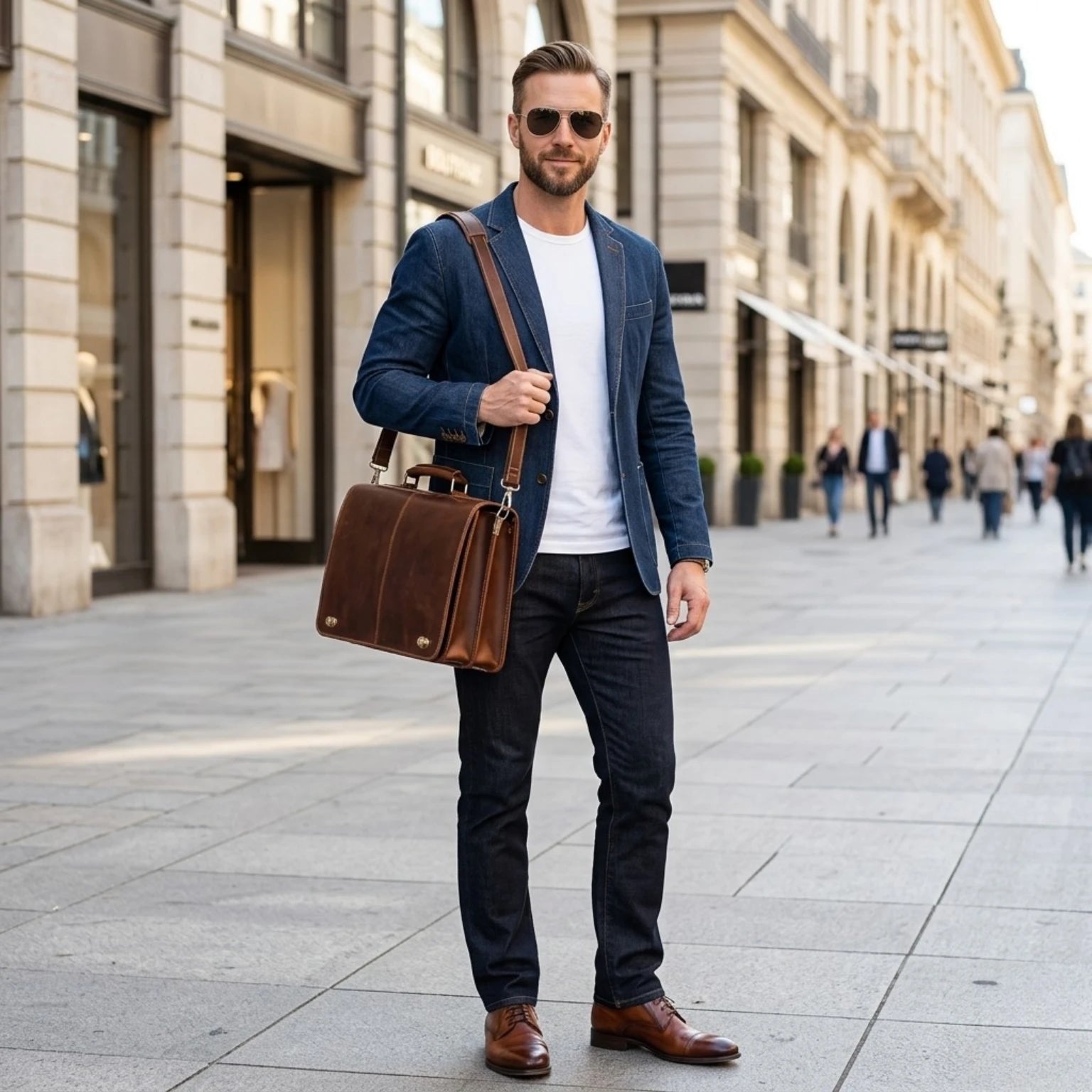 "Maleta de Couro ORVENI Dallas, maleta executiva masculina com espaço para notebook, documentos e acessórios, ideal para o dia a dia profissional."