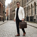 "Maleta de Couro ORVENI Milano, maleta executiva masculina com design elegante, ideal para transportar notebook, documentos e acessórios."
