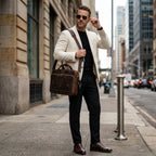 "Maleta de Couro ORVENI Milano, maleta executiva masculina com design elegante, ideal para transportar notebook, documentos e acessórios."