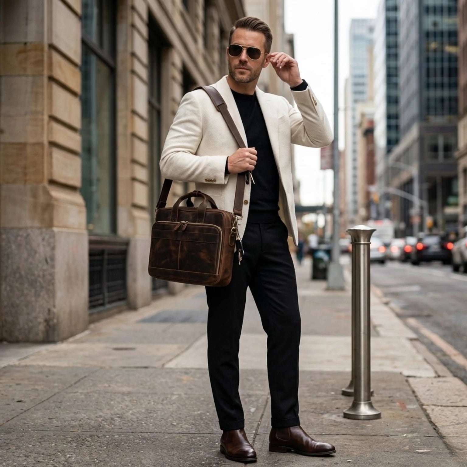 "Maleta de Couro ORVENI Milano, maleta executiva masculina com design elegante, ideal para transportar notebook, documentos e acessórios."