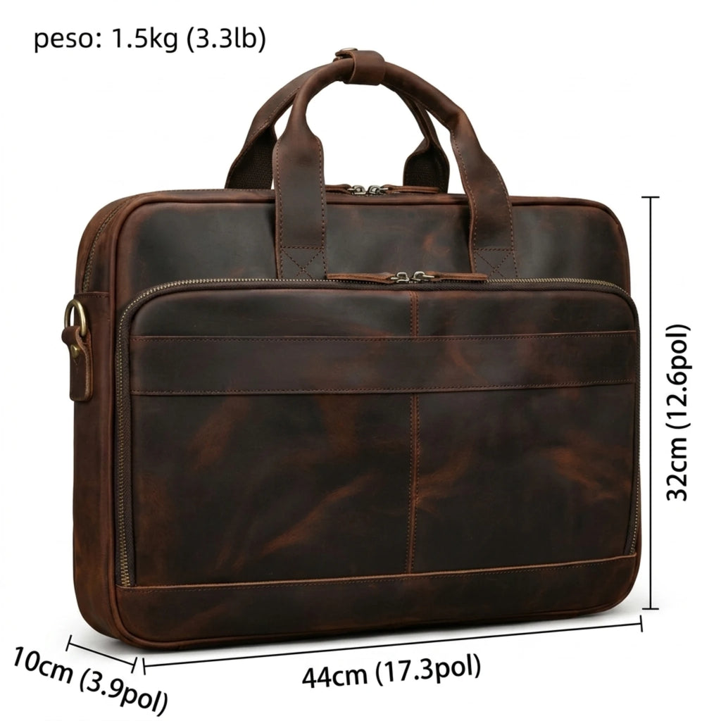 "Maleta de Couro ORVENI Milano, maleta executiva masculina com design elegante, ideal para transportar notebook, documentos e acessórios."