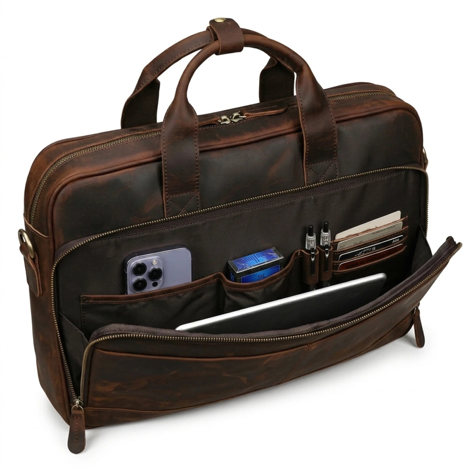 "Maleta de Couro ORVENI Milano, maleta executiva masculina com design elegante, ideal para transportar notebook, documentos e acessórios."