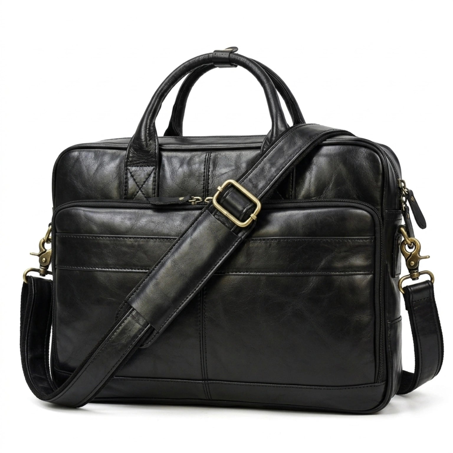 Maleta de couro executiva masculina em couro legítimo com design sofisticado para trabalho e reuniões profissionais.