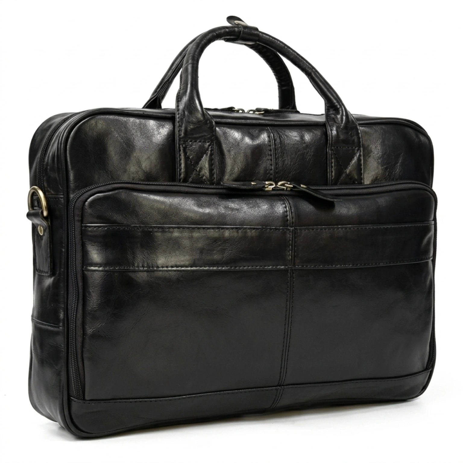 Maleta de couro executiva masculina em couro legítimo com design sofisticado para trabalho e reuniões profissionais.