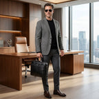 Maleta executiva de couro masculina com acabamento premium e alta durabilidade.