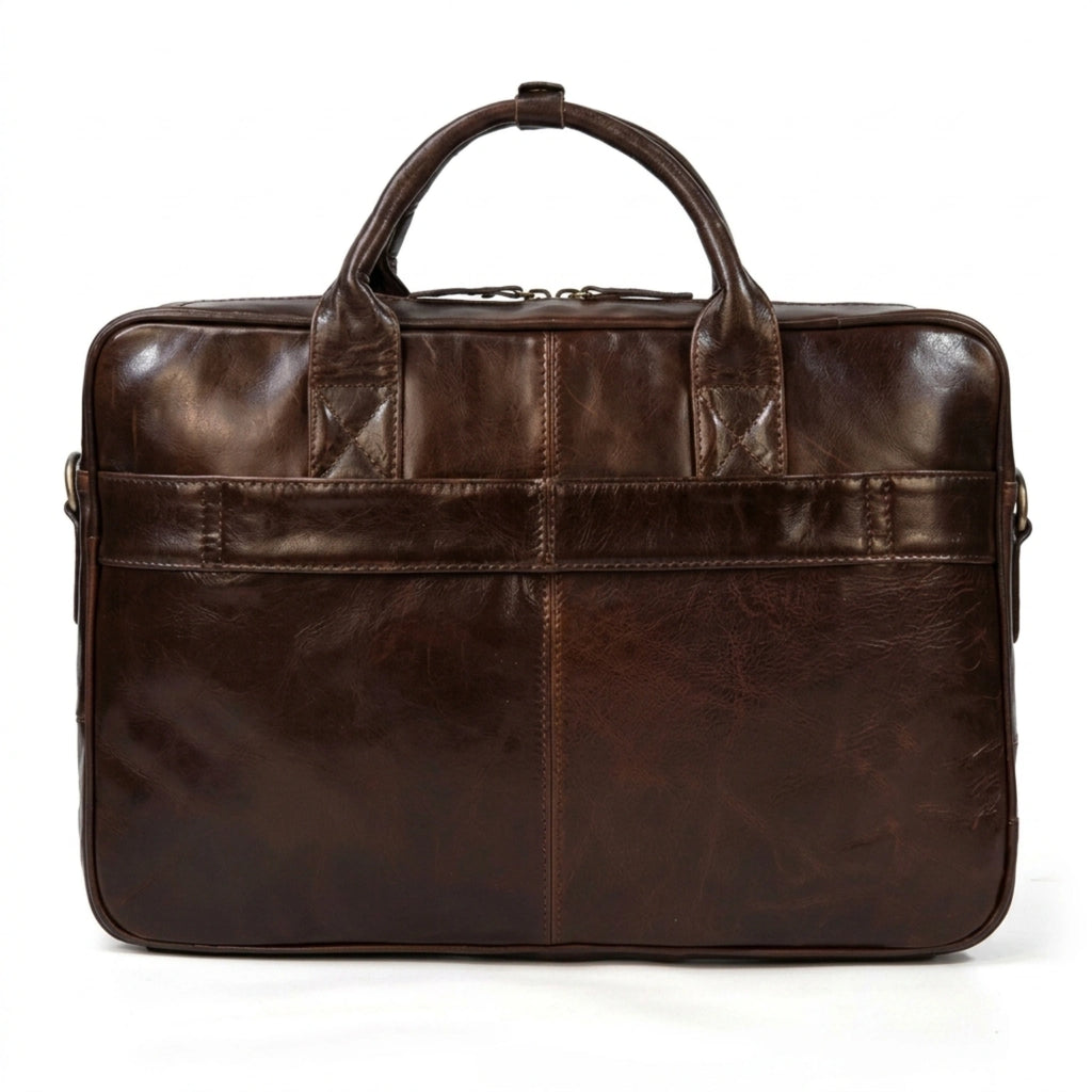 Maleta de couro executiva masculina em couro legítimo com design sofisticado para trabalho e reuniões profissionais.