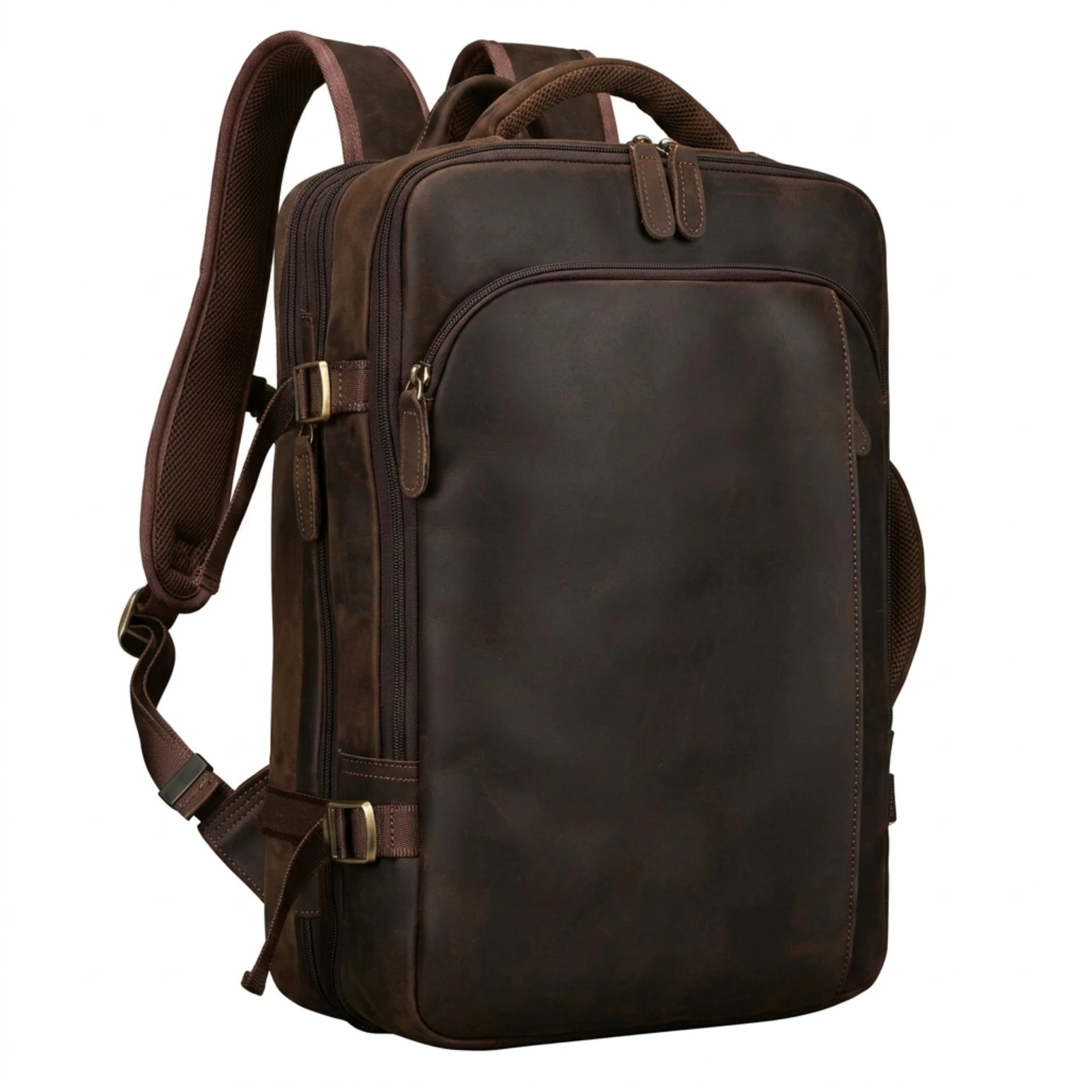 Mochila de Couro Executiva ORVENI Texas para notebook em couro legítimo, design sofisticado, alta durabilidade e excelente organização.