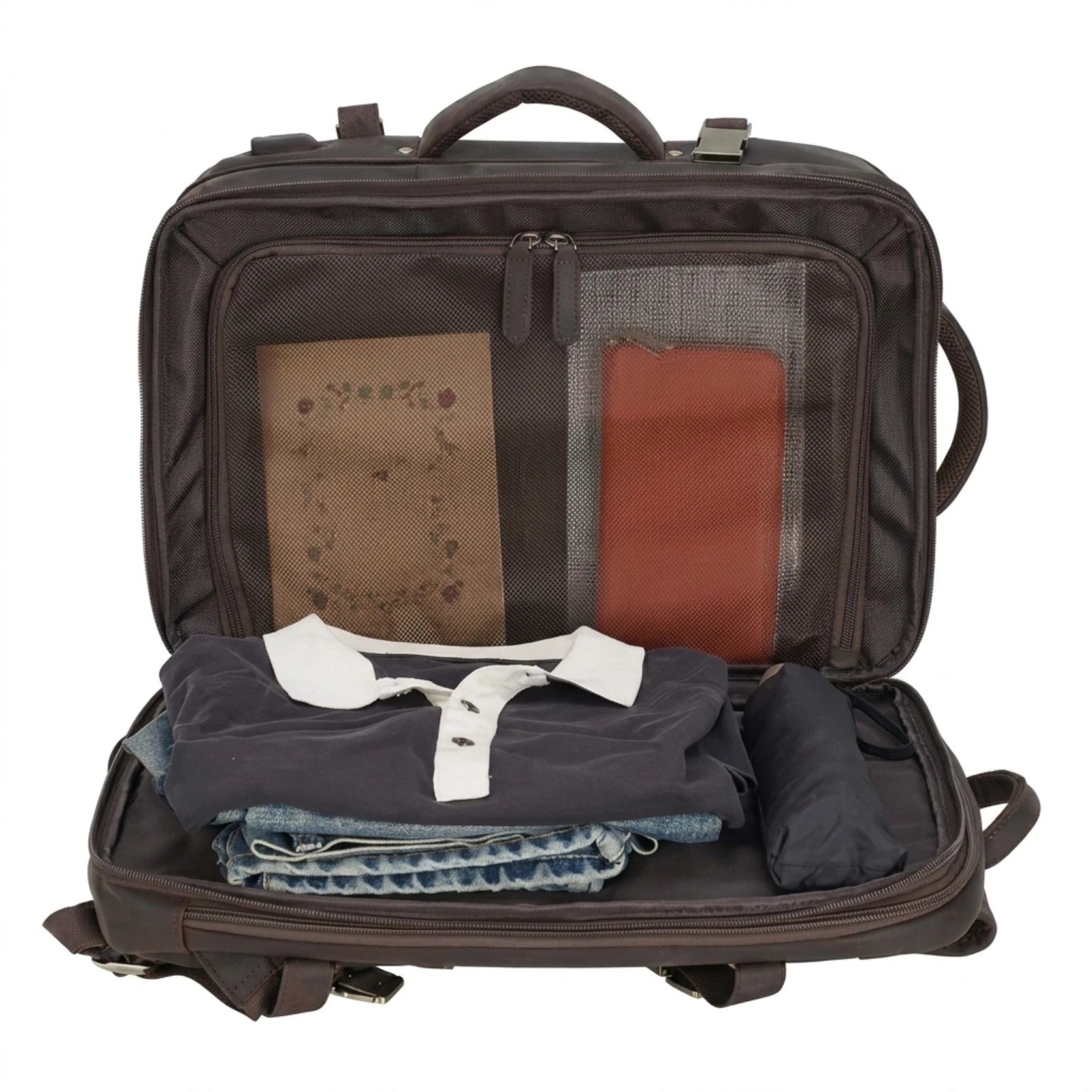 Mochila de Couro Executiva ORVENI Texas para notebook em couro legítimo, design sofisticado, alta durabilidade e excelente organização.