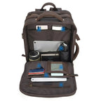 Mochila de couro premium ORVENI Texas para notebook, elegante, resistente e perfeita para o dia a dia profissional.